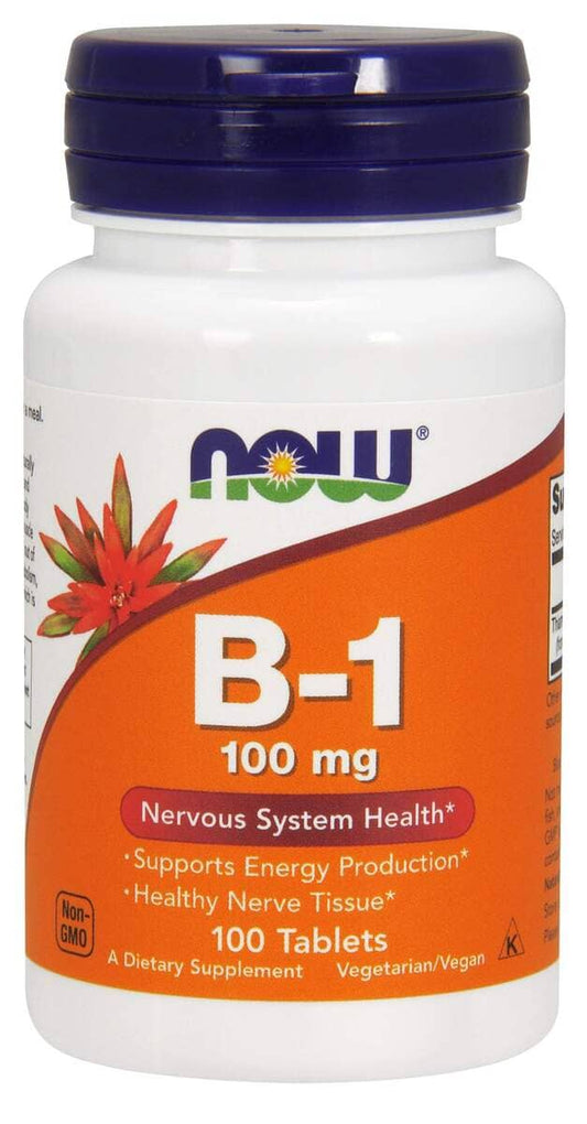 Vitamina B-1 100 mg, 100 comprimidos-NOW FOODS-Nossos Produtos,Vitaminas / Vitamina B; Suporte ao Sistema Nervoso