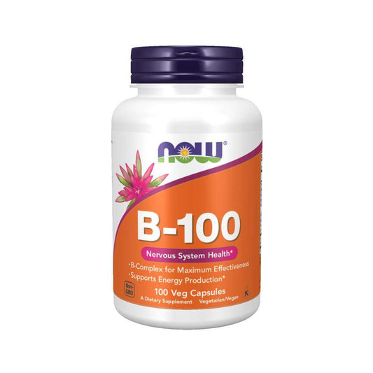 Vitamina B-100, 100 cápsulas vegetais-NOW FOODS-Nossos Produtos,Saúde do Coração,Suporte ao Sistema Nervoso,Vitaminas / Vitamina B