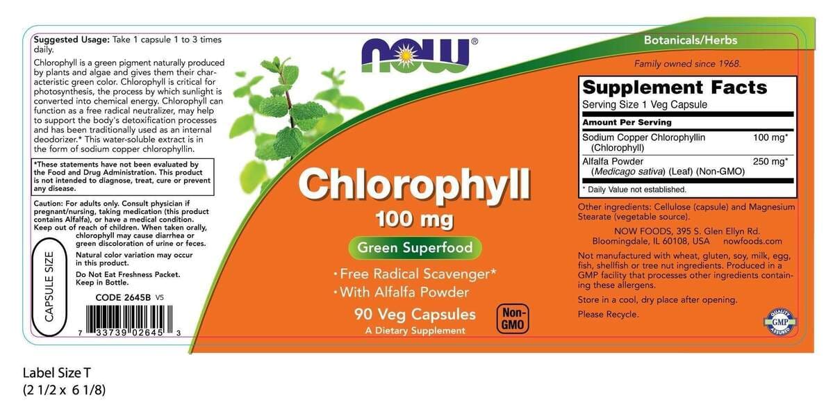 Clorofila 100 mg - 90 cápsulas vegetais-Now Foods-Alimentos Verdes, Suplementos