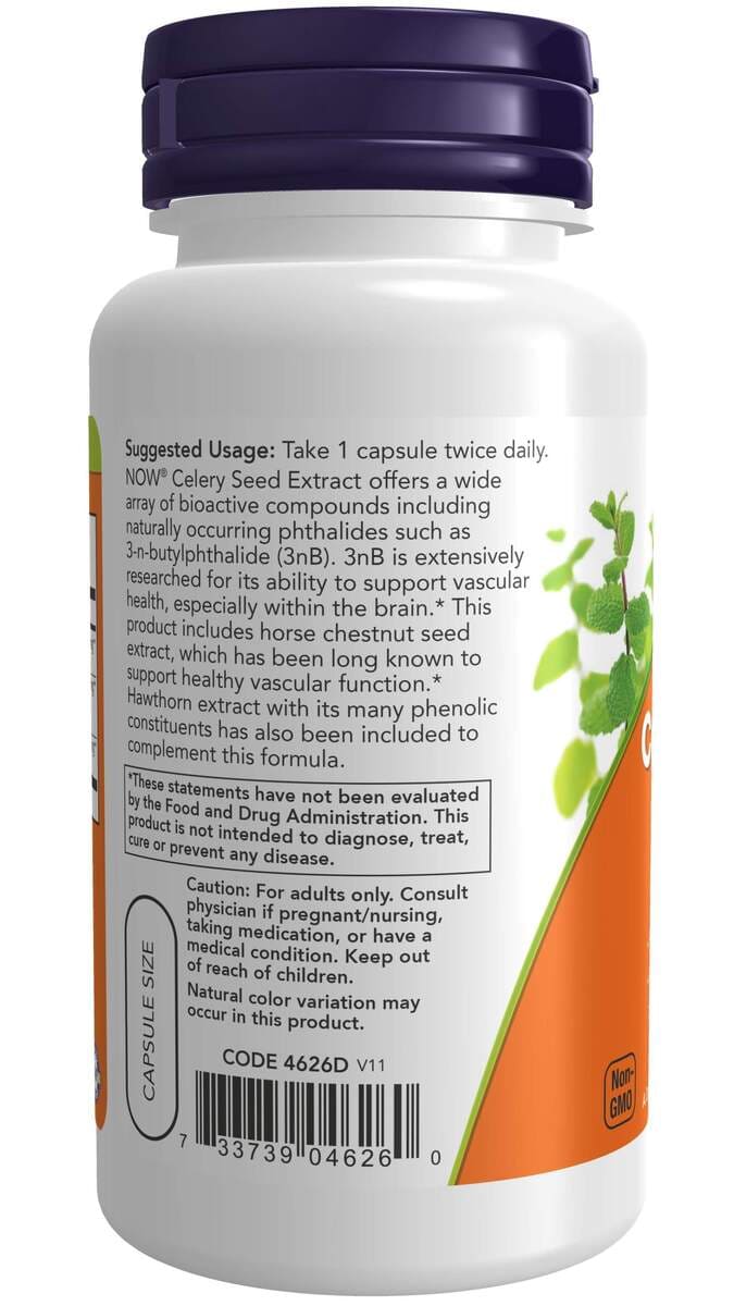 Extrato de semente de aipo - 60 cápsulas vegetais-Now Foods-Ervas E Produtos Botânicos,Suplementos