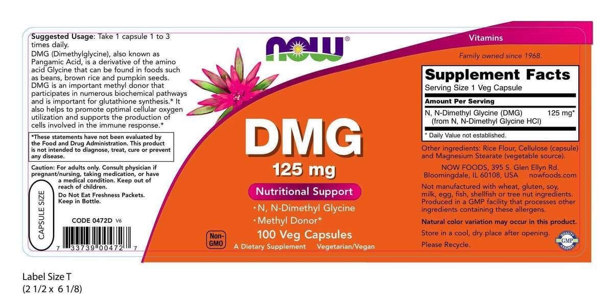 DMG 125 mg - 100 cápsulas vegetais-Now Foods-Suplementos,Vitaminas