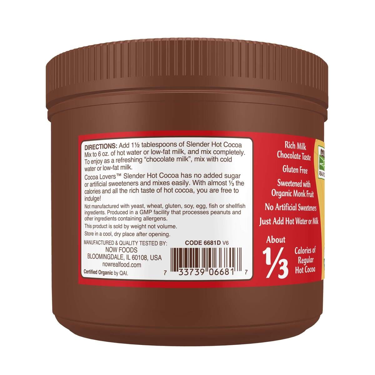 Cocoa Lovers ™ Slender Hot Cacau, orgânico, 10 onças.-Now Foods-Alimentos Naturais, Cacau e Cacau